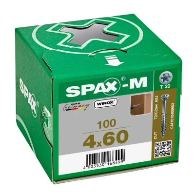Afbeelding van Spax m MDF spaanplaatschroeven met boorpunt verzinkt T Star T20 deeldraad 4.0x60mm (per 100 stuks)