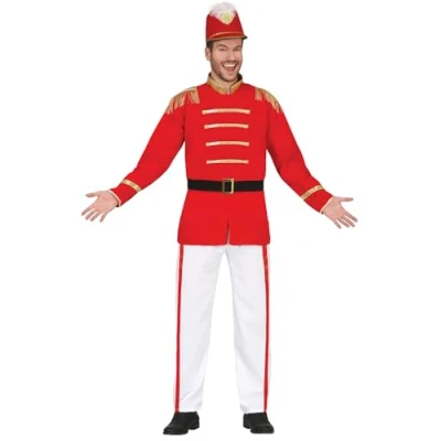 Afbeelding van Guirca Dans &amp; Entertainment Kostuum Frontman Van De Fanfare Rood, Wit / Beige Maat 48 50 Carnavalskleding Verkleedkleding