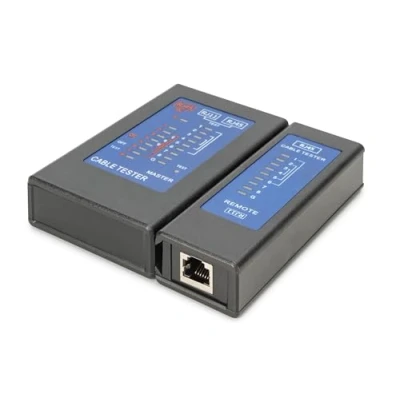 Afbeelding van DIGITUS Netwerkkabeltester voor RJ45 &amp; RJ11 kabels, met PoE tester, afschermingsdetectie, CAT 5, 5e, 6 en 6A, zwart