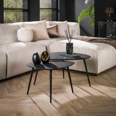 Afbeelding van Lazio salontafel driehoekig grijs set van 2