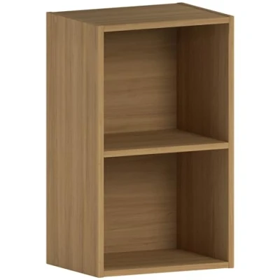 Image de Vida Designs Oxford Bibliothèque cubique à 2 étages en bois de chêne, meuble rangement pour bureau et salon