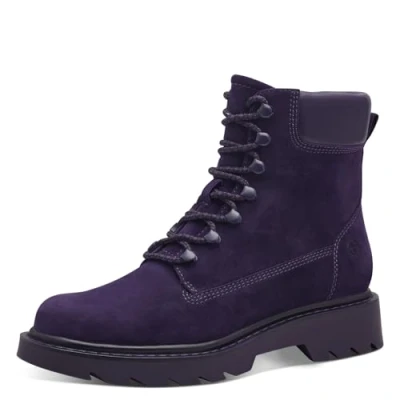 Afbeelding van Tamaris Enkellaarsjes met plateauzool, Dames, Maat: 37, Purple Leer en imitatieleer