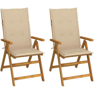 Afbeelding van vidaXL Tuinstoelen 2 st verstelbaar met kussens massief acaciahout