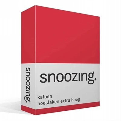 Afbeelding van Snoozing Katoen Extra Hoog Hoeslaken Eenpersoons 90x210 cm Rood