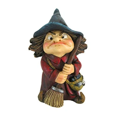 Afbeelding van Nemesis Now Toil Heksenfiguur en bezem van polyhars, 9,7 cm, rood
