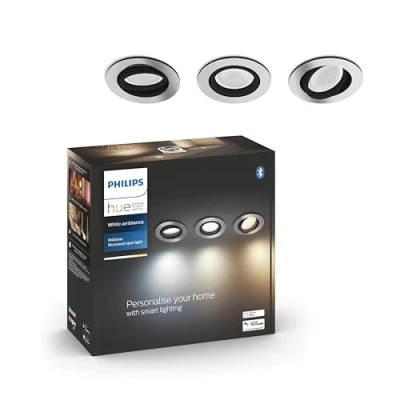 Afbeelding van Philips Hue Milliskin inbouwspot warm tot koelwit licht 3 pack wit rond GU10