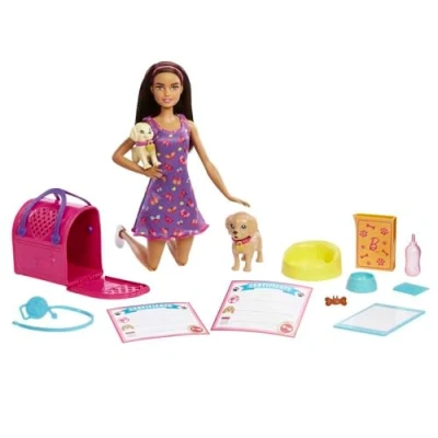 Afbeelding van BRB Barbie, brünett, mit Hundewelpen