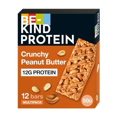 Image de BE KIND Barres de Céréales Protéinées Beurre Cacahuètes Croquant Sans Gluten Riche en Fibres Grand Format 12 x 50g