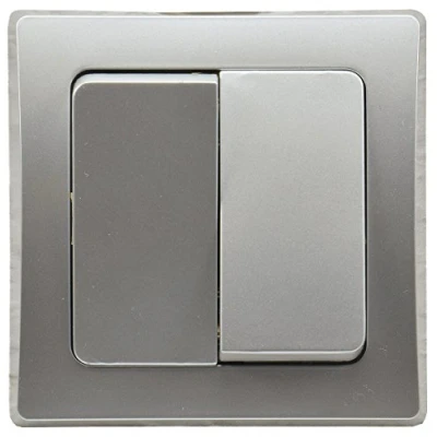 Afbeelding van Delphi Wandschakelaar, dubbel inbouw, met frame, 250 V/10 A, wandschakelaar dubbele tuimelschakelaar en deksel, zilverkleurig, grijs