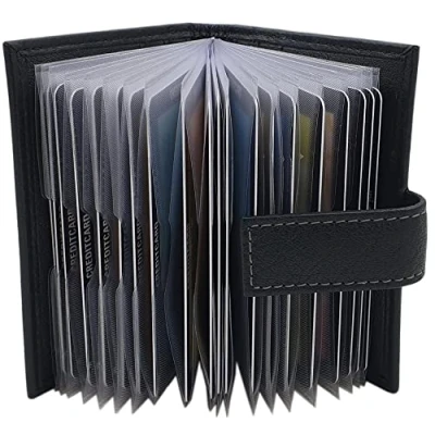 Afbeelding van XXL MJ Design Germany lederen portemonnee met RFID en NFC bescherming, zwart., Creditcardhouder