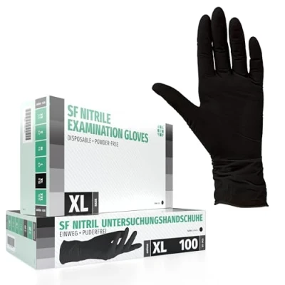 Afbeelding van Nitrilhandschoenen 100 stuks doos (XL, zwart) wegwerphandschoenen, onderzoekshandschoenen, nitrilhandschoenen, poedervrij, zonder latex, niet steriel, latexvrij, black, disposible