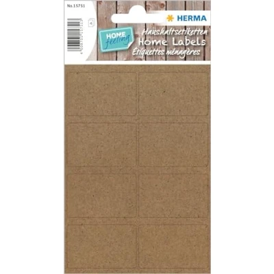 Afbeelding van HERMA 15751 4 vellen multifunctionele etiketten 25 x 40 mm, 8 stuks per vel, 32 stickers, huishoudelijke om te schrijven, mat, blanco silphia papier, natuurbruin