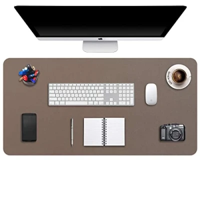 Afbeelding van Grote bureauonderlegger, bureaumat, bureaubescherming, schrijfblok, voor laptop/toetsenbord/muis, PU leeg, waterdicht + suède, antislip, 90 x 43 cm (modder)