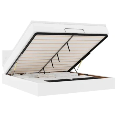 Afbeelding van vidaXL Bedframe met matras 160x200cm kunstleer wit