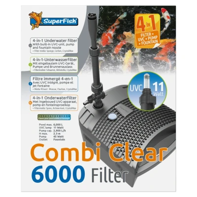 Afbeelding van Superfish Combi Clear 6000 Filter 4in1 Vijverfilter Grijs 2900 l/h Uvc 11 Watt