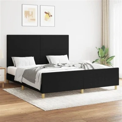 Afbeelding van vidaXL Bedframe met hoofdbord stof zwart 160x200 cm