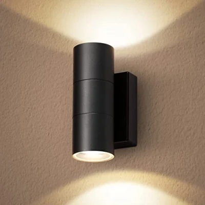 Afbeelding van CELAVY Led wandlamp voor buiten, modern, 10 W, IP65, waterdicht, buitenlamp, GU10, wandverlichting aluminium, 3000 K, tuin, garage, terras, ingang, buitenlicht, warm wit, zwart