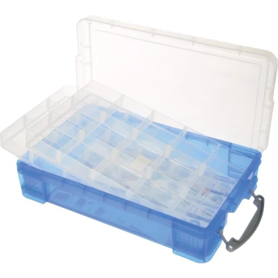 Afbeelding van Really Useful Box Opbergdoos 4 Liter Met 2 Dividers, Transparant Blauw