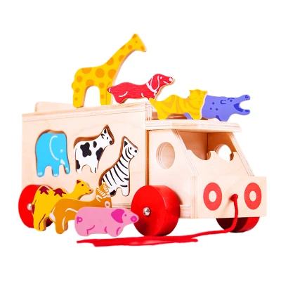 Afbeelding van Bigjigs Animal Shape Lorry Blokken voor kinderen, Maat: One Size, Multi coloured
