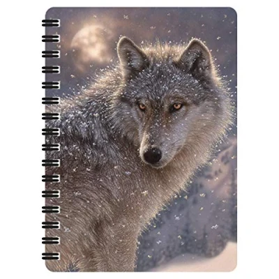 Afbeelding van 3D LiveLife Notitieblok Deluxebase Solitaire Wolf A6 Art Lenticular Notitieboek met lege pagina&#039;s van gerecycled papier. Gelicentieerde illustraties de gerenommeerde kunstenaar Collin Bogle