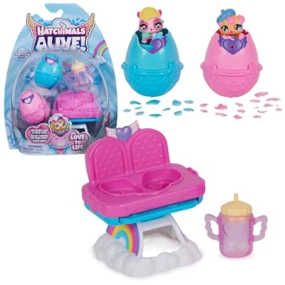 Image de Pack de 2 Figurines Hatchimal avec chaise haute