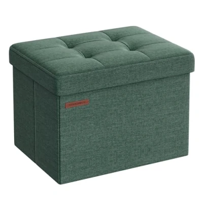 Afbeelding van SONGMICS LSF102C01 zitzak, kleine opvouwbare 31 x 41 cm, opbergbox, 130 kg belastbaar, voor woonkamer, slaapkamer, slaapzaal, vintage groen