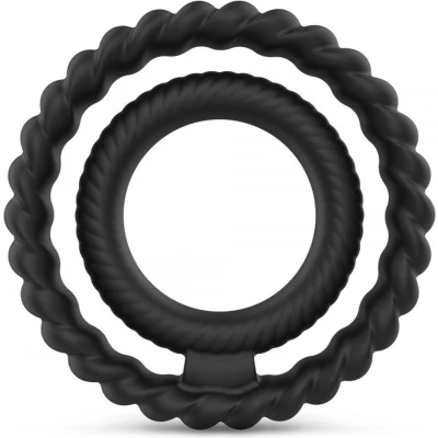 Afbeelding van Dorcel Dual Ring Siliconen Rekbare Cockring Zwart