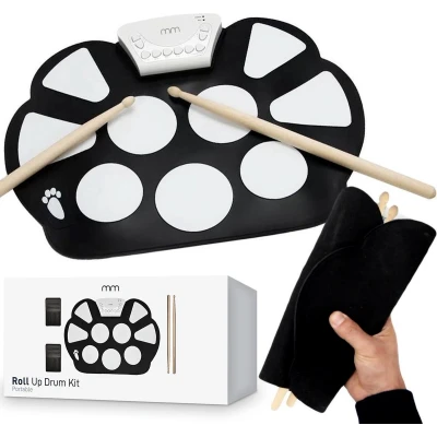 Afbeelding van MikaMax Oprolbaar Drumstel Roll Up Drumkit Elektrische Drumpads Professioneel Opname Functie 9 Triggerpads Complete Set Silicone