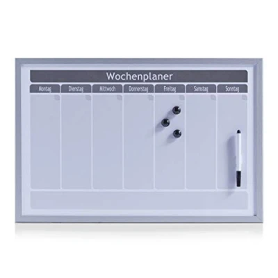 Afbeelding van Magneetbord WEEKLY PLANNER + 3 magneten en viltstift, grijs, 60x40 cm, ZELLER