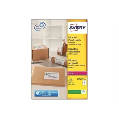 Image de Avery Papier recyclé adhésif permanent blanc 99.1 x 139 mm 400 étiquette(s) (100 feuille(s) 4) étiquettes adresses