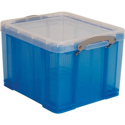 Afbeelding van Really Useful Box Opbergdoos 35 Liter, Transparant, Blauw