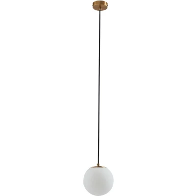 Afbeelding van Lucande hanglamp 1licht Staal, glas H: 13.5 cm E14 messingkleurig