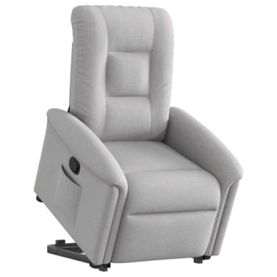 Afbeelding van VidaXL, Fauteuils, Relaxfauteuil met sta op hulp Cloud grijze stof