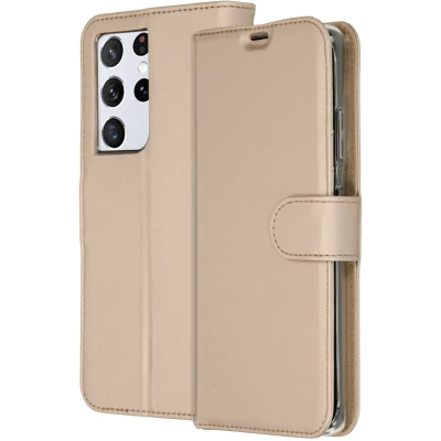 Afbeelding van Samsung Galaxy S21 Ultra Hoesje Met Pasjeshouder Accezz Wallet Softcase Bookcase goud