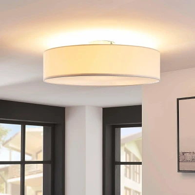 Afbeelding van Lindby plafondlamp 3lichts Stof, metaal H: 17 cm E27 wit, mat nikkel