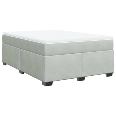 Afbeelding van vidaXL Boxspring met matras fluweel lichtgrijs 140x200 cm