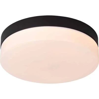 Afbeelding van Lucide GENEVE Plafonnière Badkamer Ø 23 cm LED 1x12W 2700K IP44 Bewegingssensor Zwart