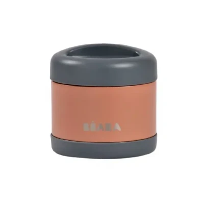 Afbeelding van Bèaba Thermo portie Thermosfles Geïsoleerd potje RVS 500 ml Terracotta/grijs