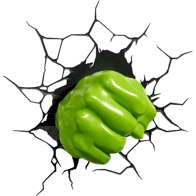 Afbeelding van 3DLightFX Hulk Vuist Lamp Wandlamp Marvel Kinderkamer Nachtlamp Draadloos