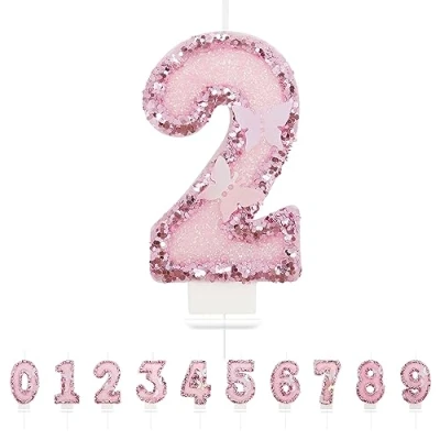 Afbeelding van Verjaardagskaarsen cijfers Pink2