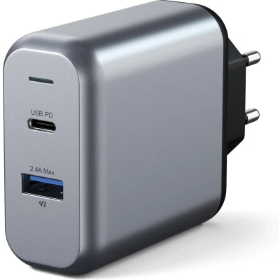 Afbeelding van Satechi 30W Dual Port Wall Charger grijs ST MCCAM EU