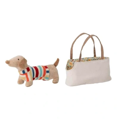 Afbeelding van Bloomingville Hilena speelgoedhondje met draagtas zacht 28 x 15 cm