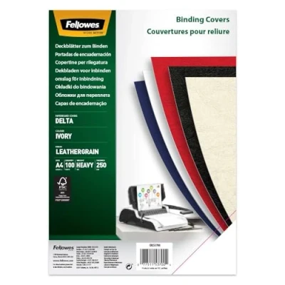 Image de Fellowes Delta Couverture structure cuir, Format A4, ivoire carton: 250 g, contenu: 100 pièces 5370001