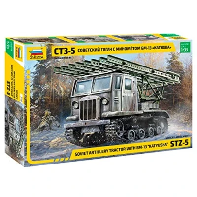 Afbeelding van 1:35 Zvezda 3700 STZ 5 with MRL BM 13 Katyusha Plastic Modelbouwpakket