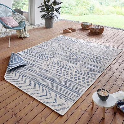 Afbeelding van Dubbelzijdige Loper Biri Crème 80x150cm Blauw 123vloerkleed.nl is de online webshop voor vloerkleden en woonaccessoires.