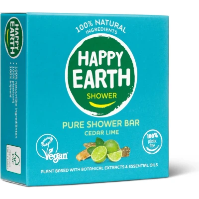 Afbeelding van 3x Happy Earth 100% Natuurlijke Shower Bar Cedar Lime 90 gr