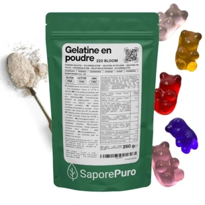 Image de Gélatine en poudre alimentaire 220 bloom 250 gr origine animale