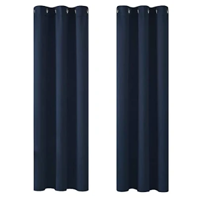 Afbeelding van Deconovo Warmte isolerende verduisteringsgordijnen, modern design met oogjes, gordijnen voor woonkamer en slaapkamer, 107 x 183 cm (breedte hoogte), marineblauw, 2 stuks