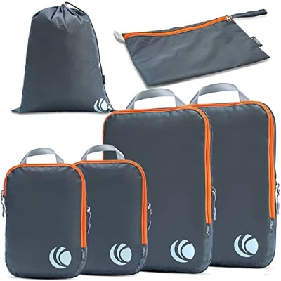 Afbeelding van Compressie pack batterijset, ultralicht, uitbreibbare rijst organizer voor handtas, Grijs (6 stuks)