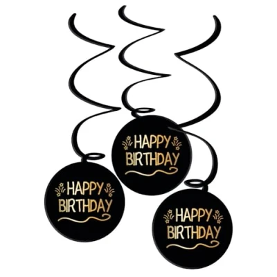 Afbeelding van Folat Shining glam swirls happy birthday 3 stuks